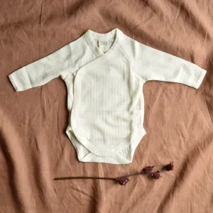 Pointelle Kimono Baby Body 100% Merino - Natural (Newborn-6m)