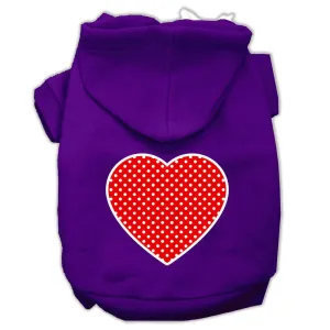 Red Swiss Dot Heart Screen Print Pet Hoodies Purple Size Med (12)