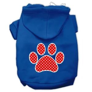 Red Swiss Dot Paw Screen Print Pet Hoodies Blue Size XL (16)