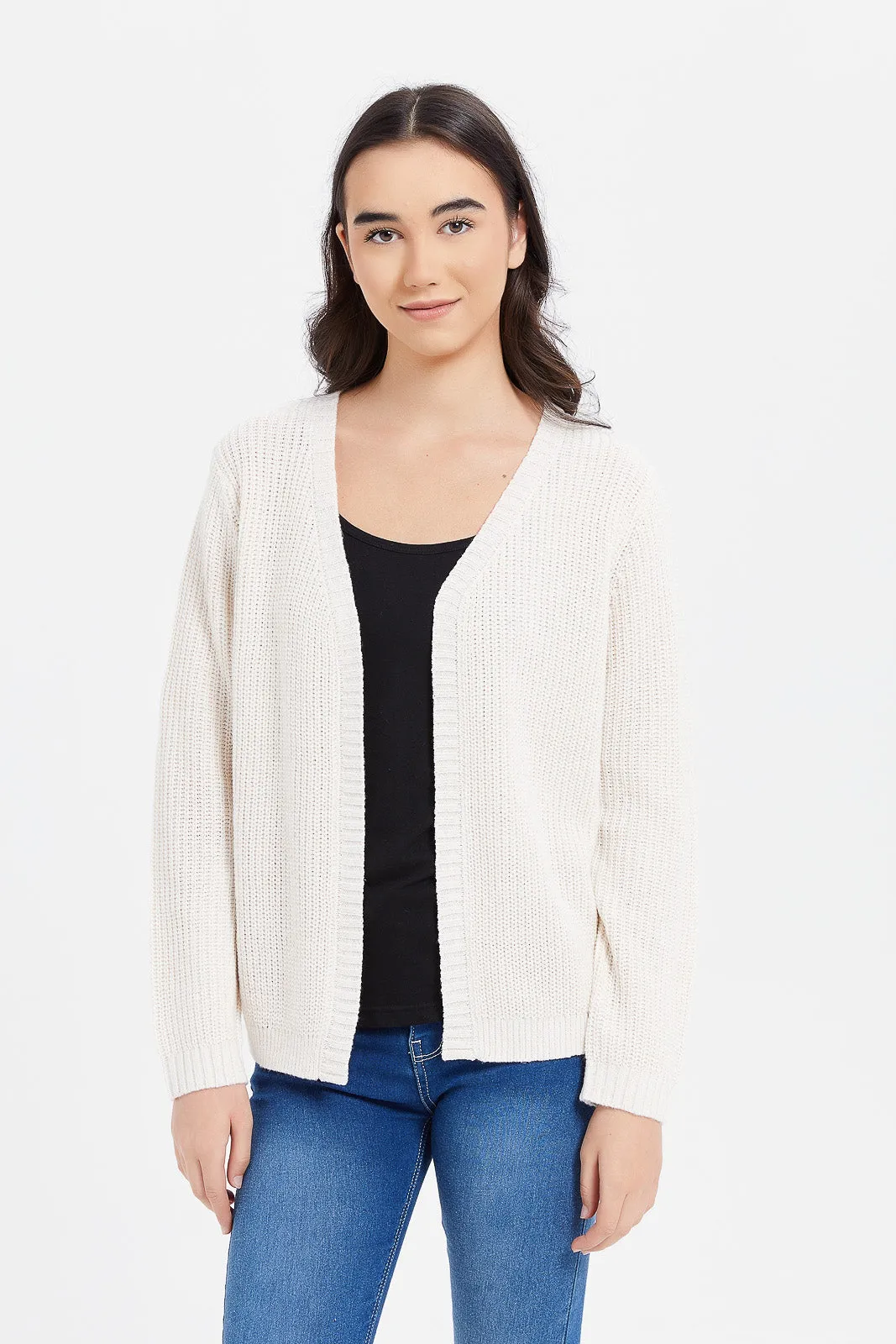 Senior Girls Twofer Cardigan With T-Shirt (2 Piece)