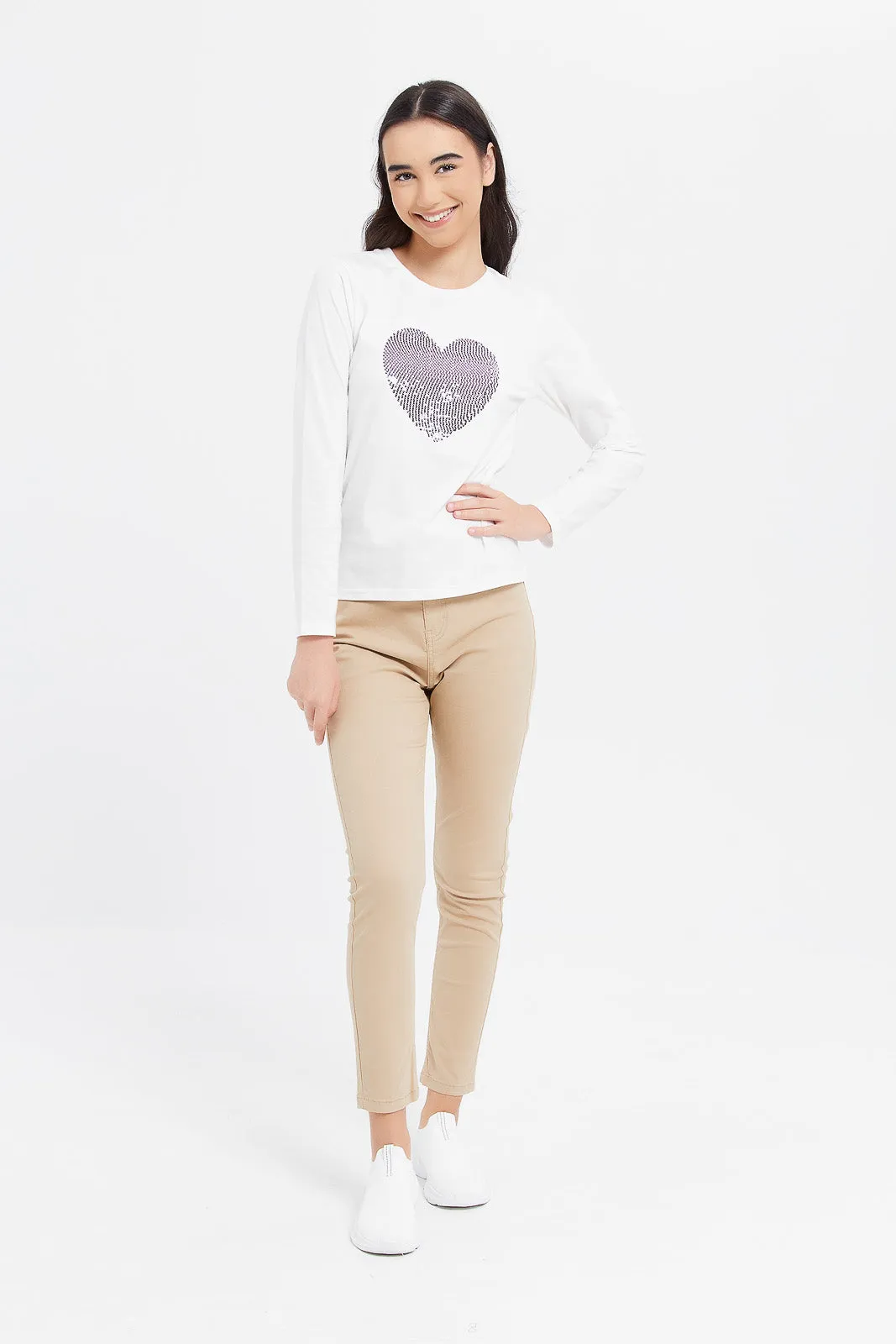 Senior Girls Twofer Cardigan With T-Shirt (2 Piece)