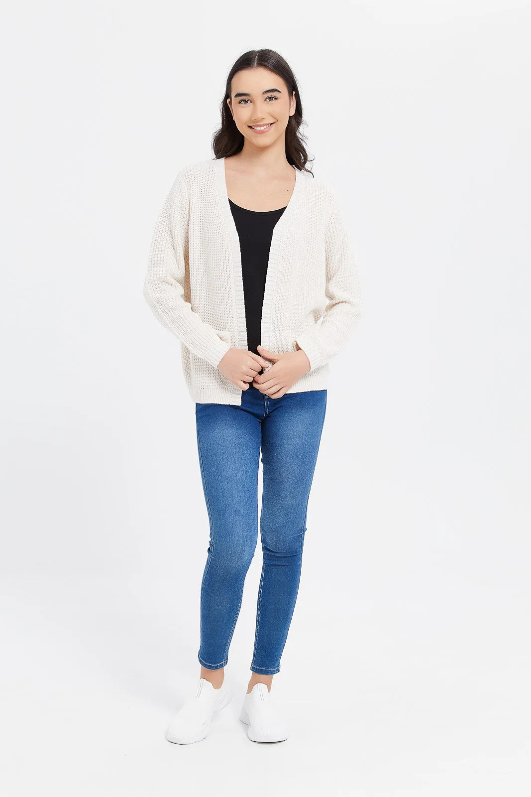 Senior Girls Twofer Cardigan With T-Shirt (2 Piece)