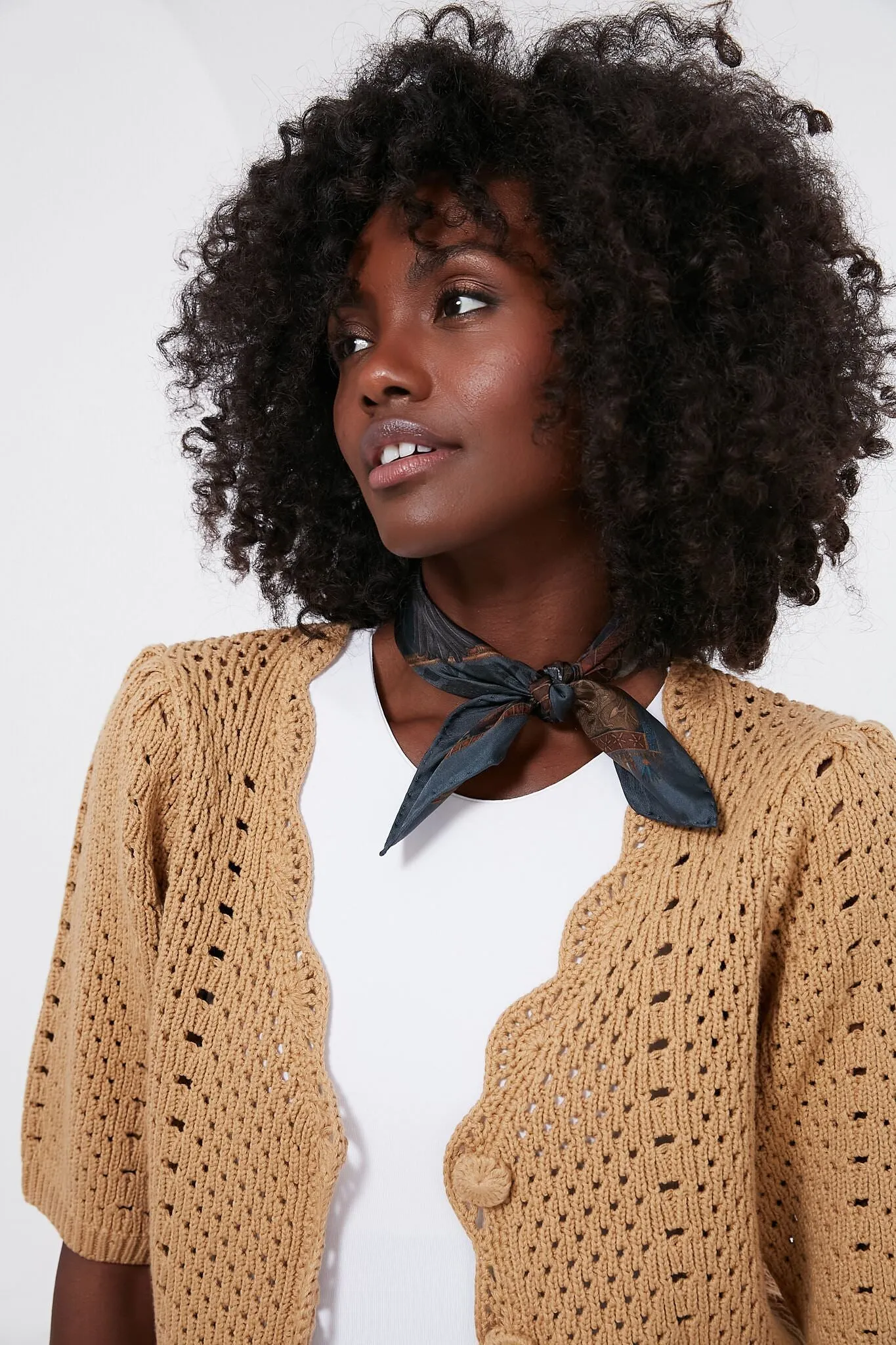 Tan Short Sleeve Alice Cardigan
