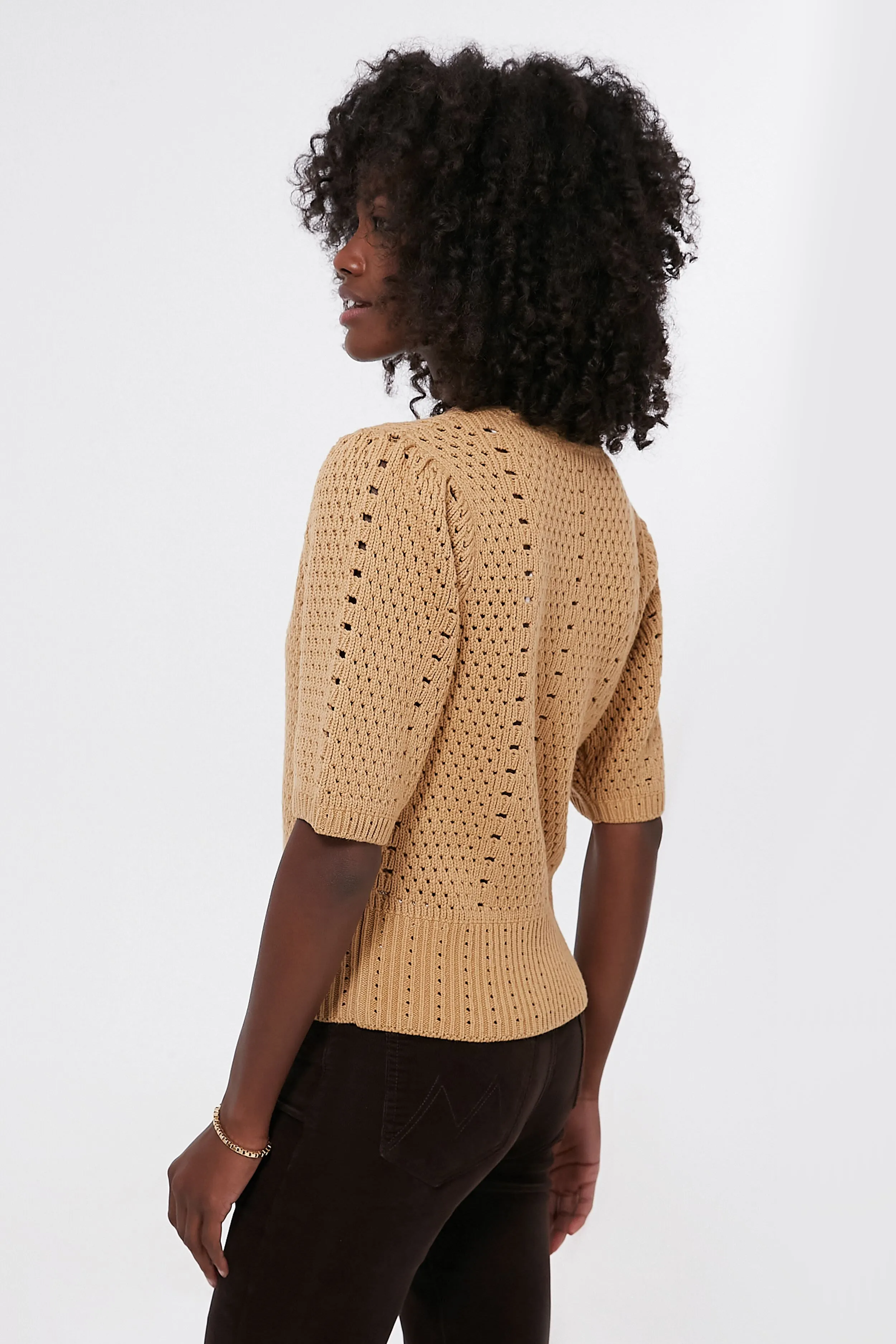 Tan Short Sleeve Alice Cardigan