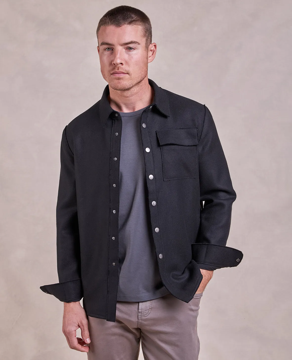 The Kiefer - Wool x Nylon Shirt Jacket - Black