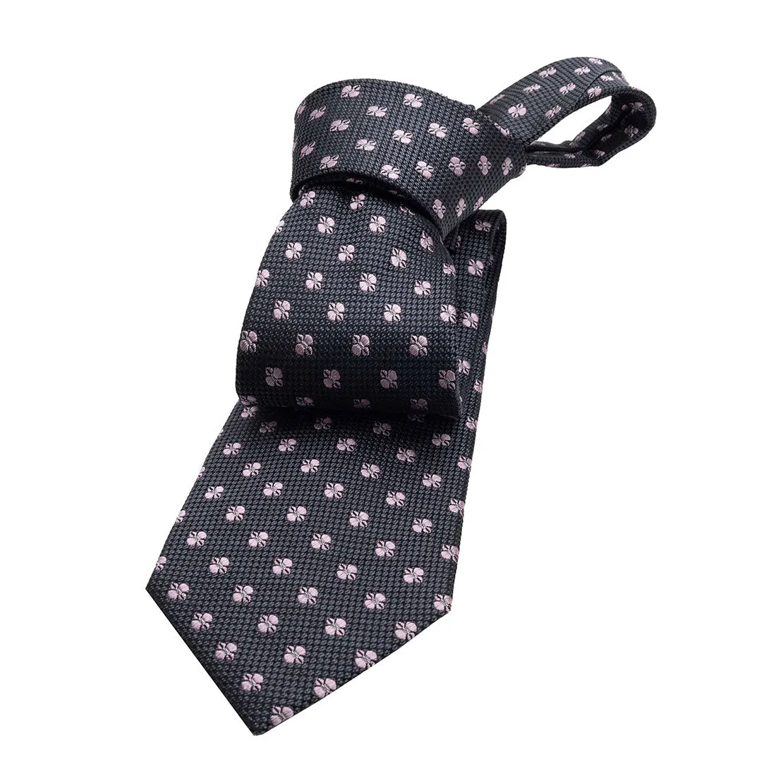 Warwick Foulard Silk Tie, Grey / Pink