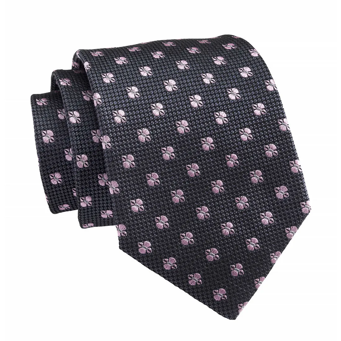 Warwick Foulard Silk Tie, Grey / Pink