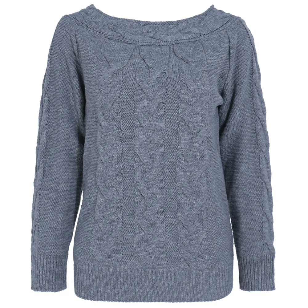 Winter Sexy Ladies' Slash Neck Long Sleeve Backless Pullovers
