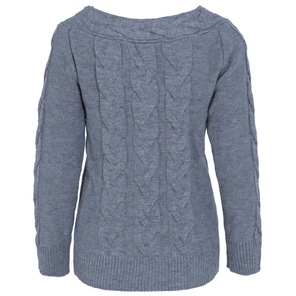 Winter Sexy Ladies' Slash Neck Long Sleeve Backless Pullovers