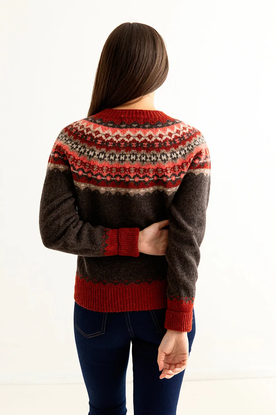 Womens Crathie Fair isle Cardigan - Brown
