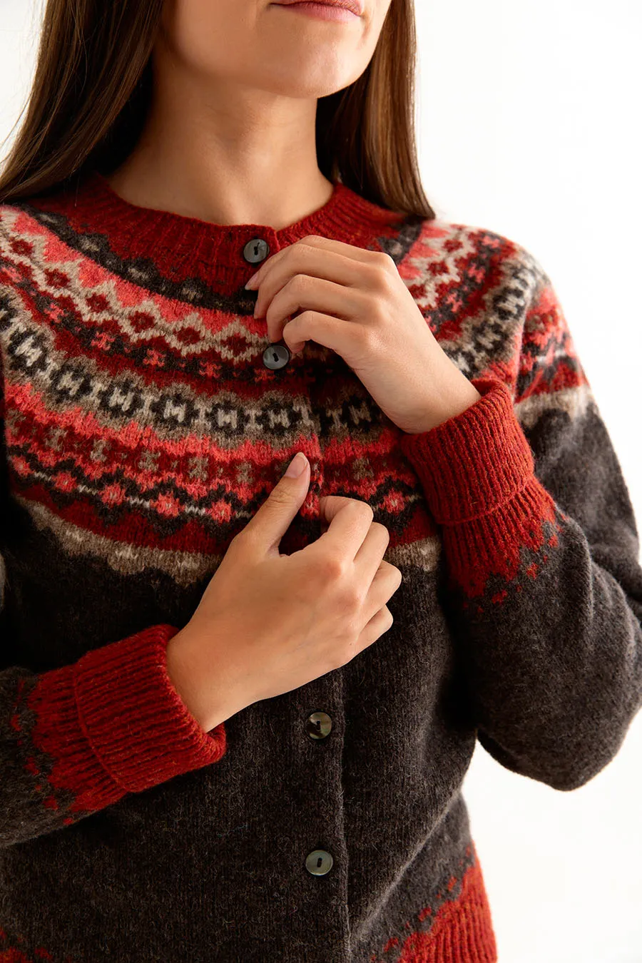 Womens Crathie Fair isle Cardigan - Brown