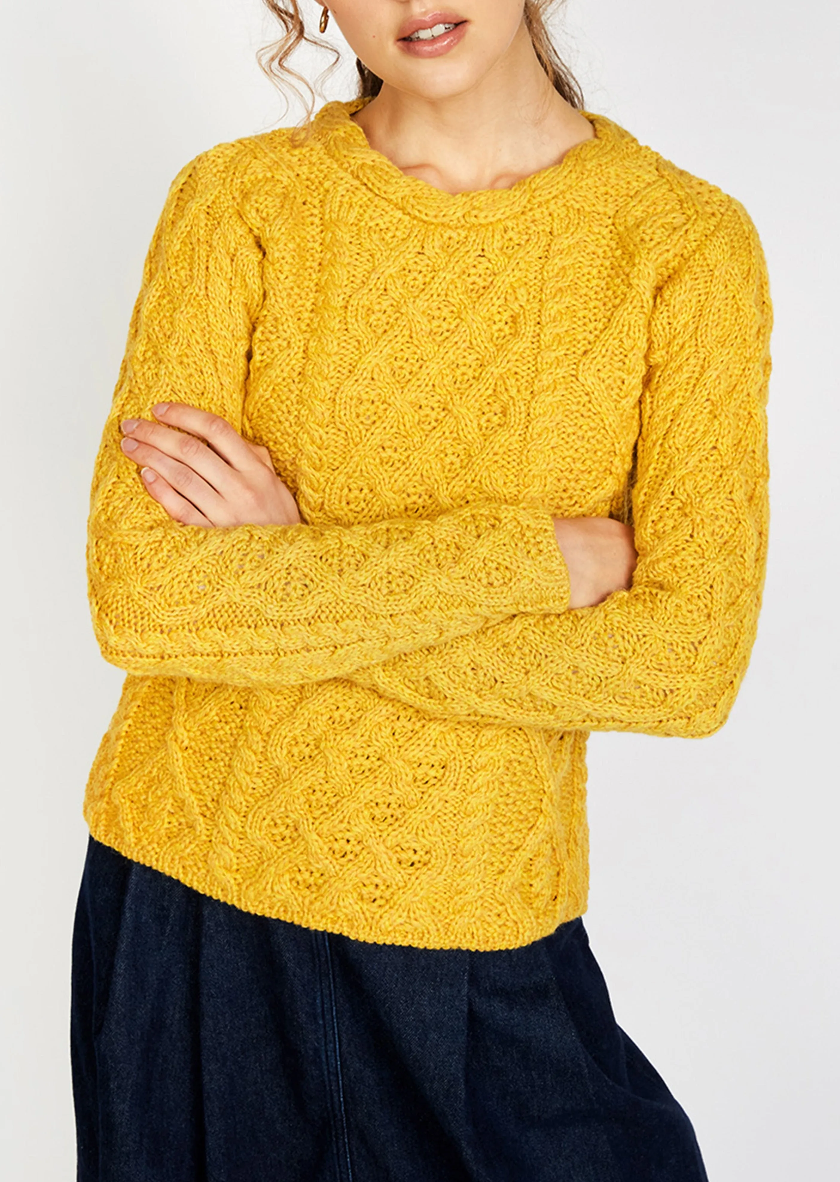 Women's Lambay Aran Sweater | Sunflower