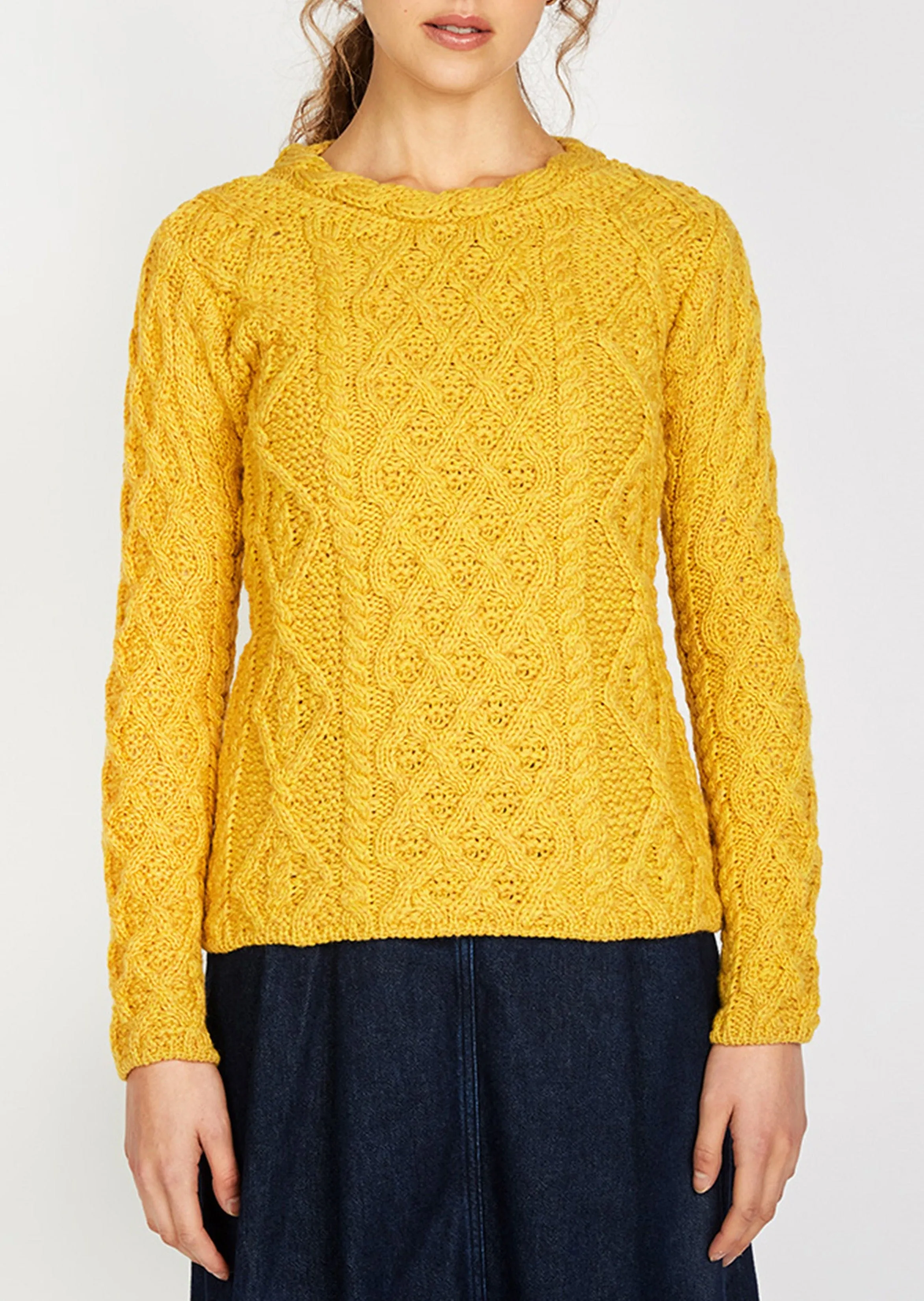 Women's Lambay Aran Sweater | Sunflower