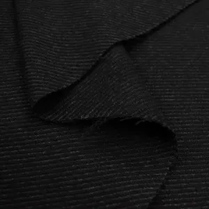 Wool Suiting Medium Weight Design-43 Black Slight Stretch